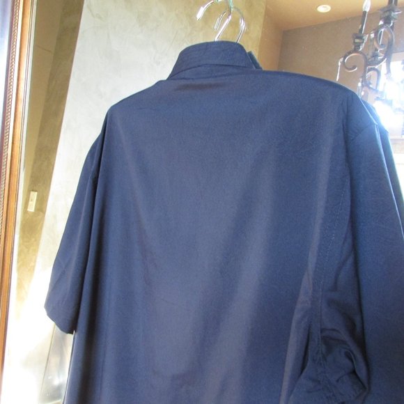 Navy Blue Asian Shirt. Frog Closures. Mandarin Collar - Picture 2 of 8